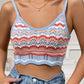 Openwork Striped Scoop Neck Cami