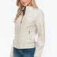 Snobbish PU Leather Biker Jacket with Side Zip Pockets