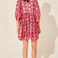 Floral Tie Neck Lantern Sleeve Dress