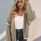 Double Take Contrast Open Front Dropped Shoulder Cardigan