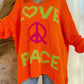 Peace Graphic V-Neck Long Sleeve Sweater