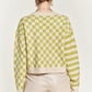 Contrast pattern sweater cardigan