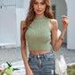 Mock Neck Sleeveless Ribbed Crop Top