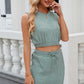 Round Neck Sleeveless Top and Drawstring Skirt Set