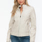 Snobbish PU Leather Biker Jacket with Side Zip Pockets