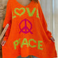 Peace Graphic V-Neck Long Sleeve Sweater