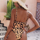 Ruched Leopard Spaghetti Strap One-Piece Swimwear