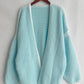 Double Take Contrast Open Front Dropped Shoulder Cardigan