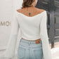 Cropped V-Neck Flare Sleeve Knit Top