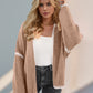 Double Take Contrast Open Front Dropped Shoulder Cardigan