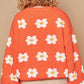 POL Daisy Pattern Drop Shoulder Sweater