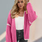 Double Take Contrast Open Front Dropped Shoulder Cardigan