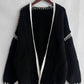 Double Take Contrast Open Front Dropped Shoulder Cardigan