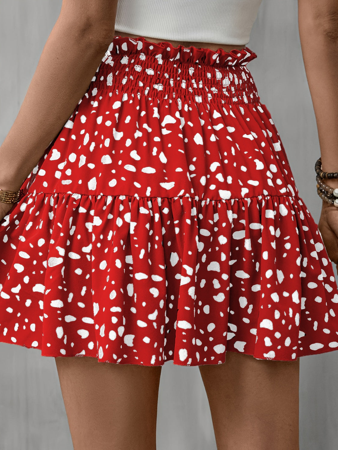 Frill Tied Printed Mini Skirt