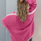 Double Take Contrast Open Front Dropped Shoulder Cardigan