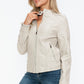 Snobbish PU Leather Biker Jacket with Side Zip Pockets