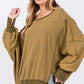 SAGE + FIG Mineral Wash Side Slit Oversized Sweatshirt