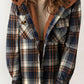 Plaid Button Up Long Sleeve Hooded Jacket