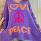 Peace Graphic V-Neck Long Sleeve Sweater