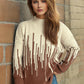 Contrast Mock Neck Long Sleeve Sweater