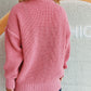 Crochet Flower Round Neck Dropped Shoulder Sweater