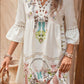 Lace Detail Printed Three-Quarter Sleeve Dress