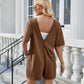 Backless Pocketed Round Neck Half Sleeve Romper