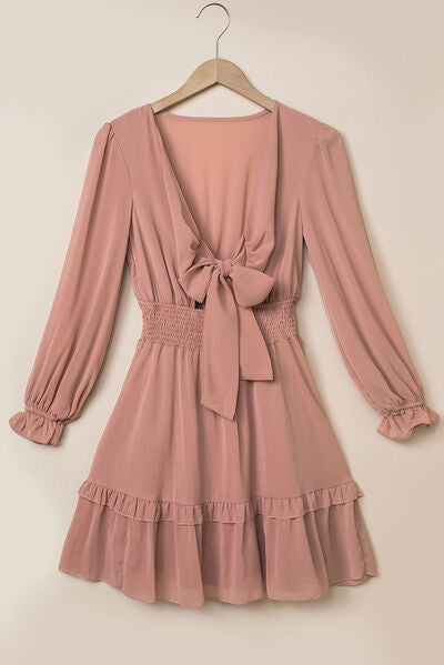 Tied Flounce Sleeve Mini Dress