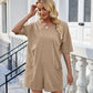 Backless Pocketed Round Neck Half Sleeve Romper