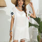 Tassel Boat Neck Flutter Sleeve Cover Up