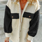 Contrast Button Down Sherpa Jacket
