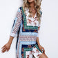 Printed Button Up Long Sleeve Shirt Dress